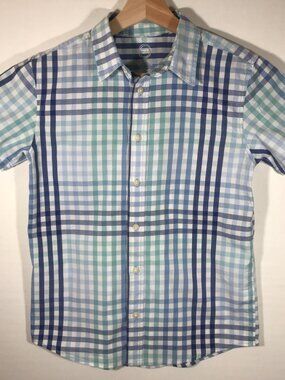 Wonder Nation Boy's Large 10-12 Blue Button Up Short Sleeve Shirt